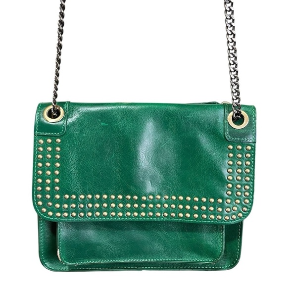 Patricia Nash Discovery Green Studded Merano Leather Shoulder Bag - Picture 1 of 16